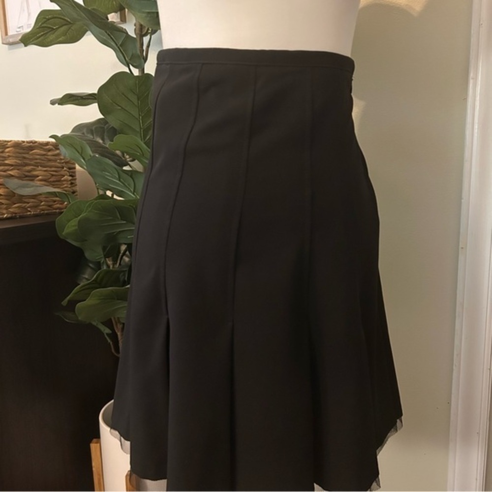 Aqua designer black skirt, pleated with mesh underlay. Size XS